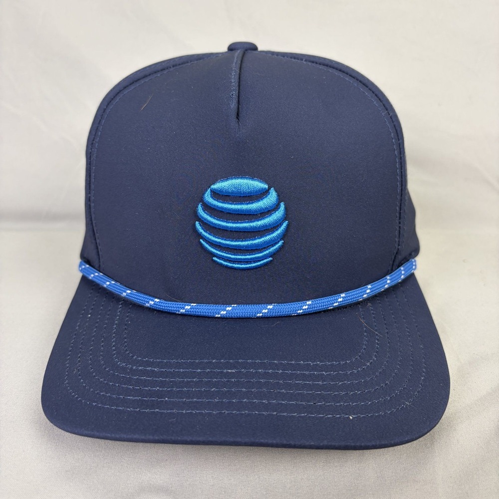 AT&T Hat Rope Snapback Unisex OSFA Navy Blue Corporate Logo Cap
